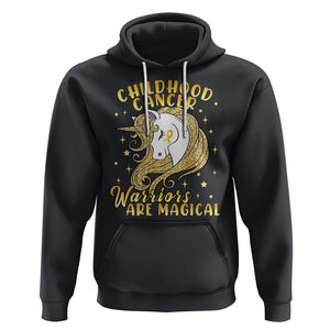 Childhood Cancer Awareness Hoodie Warriors Are Magical Unicorn Gold Ribbon TS02 Black Printyourwear