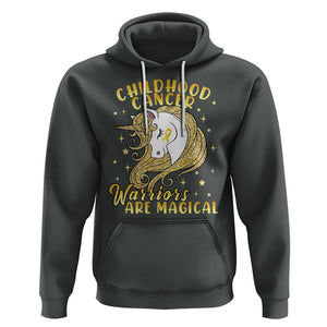 Childhood Cancer Awareness Hoodie Warriors Are Magical Unicorn Gold Ribbon TS02 Dark Heather Printyourwear