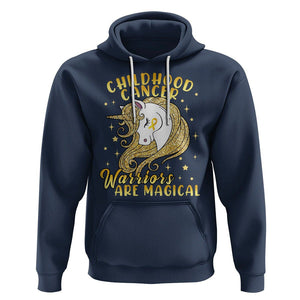 Childhood Cancer Awareness Hoodie Warriors Are Magical Unicorn Gold Ribbon TS02 Navy Printyourwear