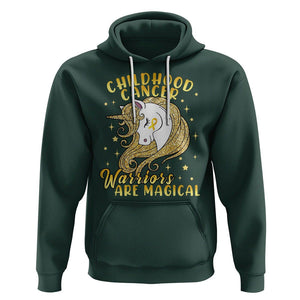 Childhood Cancer Awareness Hoodie Warriors Are Magical Unicorn Gold Ribbon TS02 Dark Forest Green Printyourwear