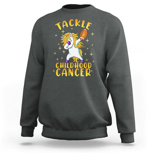 Childhood Cancer Awareness Sweatshirt Dabbing Unicorn Rugby Football Tackle TS02 Dark Heather Printyourwear