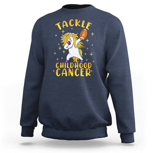 Childhood Cancer Awareness Sweatshirt Dabbing Unicorn Rugby Football Tackle TS02 Navy Printyourwear