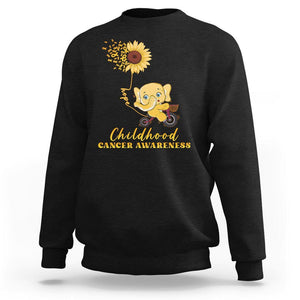 Childhood Cancer Awareness Sweatshirt Elephant Sunflower Gold Ribbon TS02 Black Printyourwear