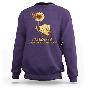 Childhood Cancer Awareness Sweatshirt Elephant Sunflower Gold Ribbon TS02 Purple Printyourwear