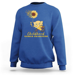 Childhood Cancer Awareness Sweatshirt Elephant Sunflower Gold Ribbon TS02 Royal Blue Printyourwear