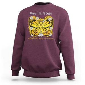 Childhood Cancer Awareness Sweatshirt Hope For A Cure Butterfly Flower TS02 Maroon Printyourwear