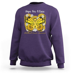 Childhood Cancer Awareness Sweatshirt Hope For A Cure Butterfly Flower TS02 Purple Printyourwear