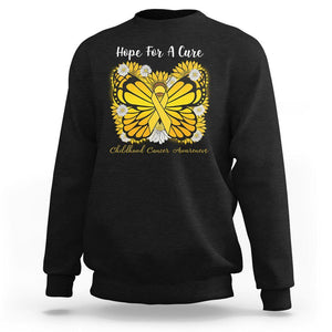 Childhood Cancer Awareness Sweatshirt Hope For A Cure Butterfly Flower TS02 Black Printyourwear