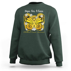 Childhood Cancer Awareness Sweatshirt Hope For A Cure Butterfly Flower TS02 Dark Forest Green Printyourwear