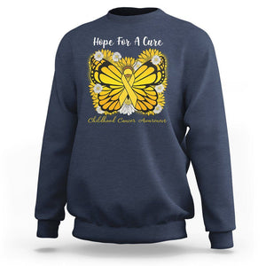 Childhood Cancer Awareness Sweatshirt Hope For A Cure Butterfly Flower TS02 Navy Printyourwear