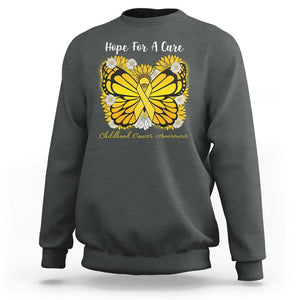 Childhood Cancer Awareness Sweatshirt Hope For A Cure Butterfly Flower TS02 Dark Heather Printyourwear