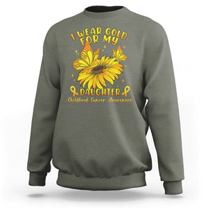 Childhood Cancer Awareness Sweatshirt I Wear Gold For My Daughter TS02 Military Green Printyourwear