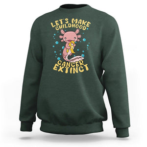 Childhood Cancer Awareness Sweatshirt Make Extinct Axolotl Pediatric Cancer TS02 Dark Forest Green Printyourwear