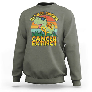 Childhood Cancer Awareness Sweatshirt Make Extinct Dinosaur Pediatric Cancer TS02 Military Green Printyourwear