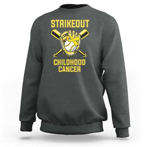 Childhood Cancer Awareness Sweatshirt Strikeout Childhood Cancer Baseball Support Pediatric Cancer TS02 Dark Heather Printyourwear