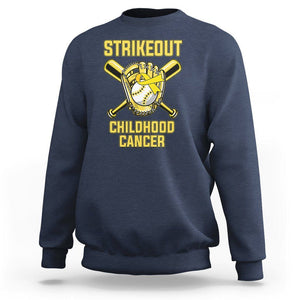 Childhood Cancer Awareness Sweatshirt Strikeout Childhood Cancer Baseball Support Pediatric Cancer TS02 Navy Printyourwear