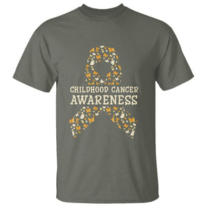 Childhood Cancer Awareness T Shirt Butterfly Gold Ribbon Support Raise TS02 Military Green Printyourwear