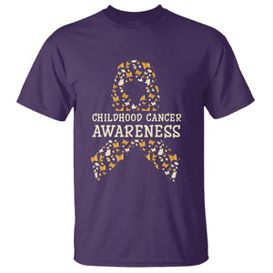 Childhood Cancer Awareness T Shirt Butterfly Gold Ribbon Support Raise TS02 Purple Printyourwear