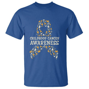 Childhood Cancer Awareness T Shirt Butterfly Gold Ribbon Support Raise TS02 Royal Blue Printyourwear