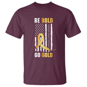 Childhood Cancer Awareness T Shirt Childhood Be Bold Go Gold US Flag TS02 Maroon Printyourwear