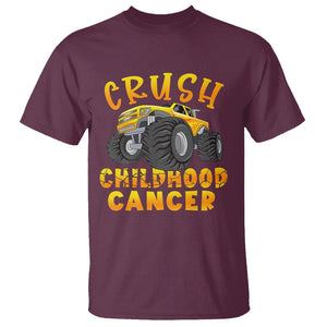 Childhood Cancer Awareness T Shirt Crush Childhood Cancer Monster Truck Gold Ribbon TS02 Maroon Printyourwear