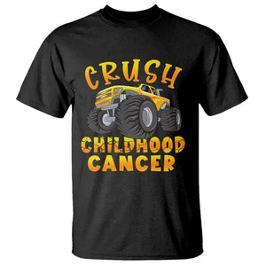 Childhood Cancer Awareness T Shirt Crush Childhood Cancer Monster Truck Gold Ribbon TS02 Black Printyourwear