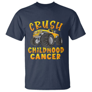 Childhood Cancer Awareness T Shirt Crush Childhood Cancer Monster Truck Gold Ribbon TS02 Navy Printyourwear