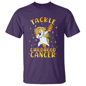 Childhood Cancer Awareness T Shirt Dabbing Unicorn Rugby Football Tackle TS02 Purple Printyourwear