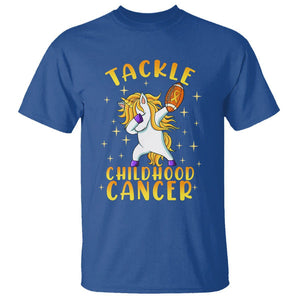 Childhood Cancer Awareness T Shirt Dabbing Unicorn Rugby Football Tackle TS02 Royal Blue Printyourwear