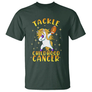 Childhood Cancer Awareness T Shirt Dabbing Unicorn Rugby Football Tackle TS02 Dark Forest Green Printyourwear