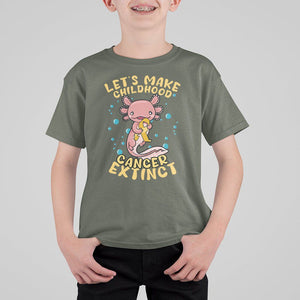 Childhood Cancer Awareness T Shirt For Kid Make Extinct Axolotl Pediatric Cancer TS02 Military Green Printyourwear