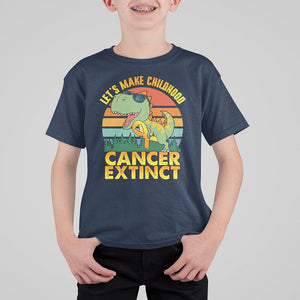 Childhood Cancer Awareness T Shirt For Kid Make Extinct Dinosaur Pediatric Cancer TS02 Navy Print Your Wear