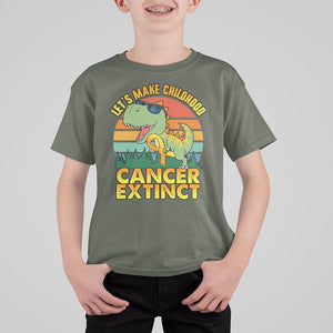 Childhood Cancer Awareness T Shirt For Kid Make Extinct Dinosaur Pediatric Cancer TS02 Military Green Print Your Wear