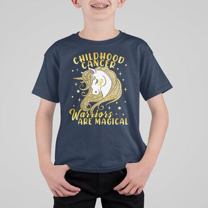 Childhood Cancer Awareness T Shirt For Kid Warriors Are Magical Unicorn Gold Ribbon TS02 Navy Print Your Wear