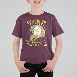 Childhood Cancer Awareness T Shirt For Kid Warriors Are Magical Unicorn Gold Ribbon TS02 Maroon Print Your Wear