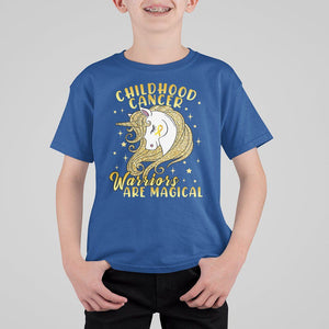 Childhood Cancer Awareness T Shirt For Kid Warriors Are Magical Unicorn Gold Ribbon TS02 Royal Blue Print Your Wear