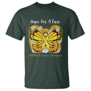 Childhood Cancer Awareness T Shirt Hope For A Cure Butterfly Flower TS02 Dark Forest Green Printyourwear