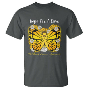 Childhood Cancer Awareness T Shirt Hope For A Cure Butterfly Flower TS02 Dark Heather Printyourwear