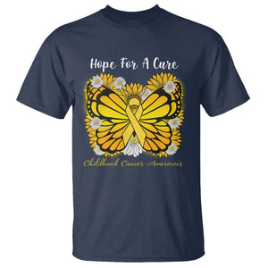 Childhood Cancer Awareness T Shirt Hope For A Cure Butterfly Flower TS02 Navy Printyourwear