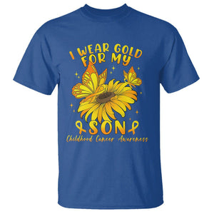 Childhood Cancer Awareness T Shirt I Wear Gold For My Son Sunflower TS02 Royal Blue Printyourwear