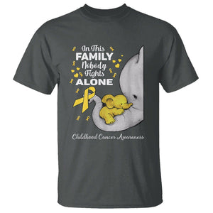 Childhood Cancer Awareness T Shirt In This Family Nobody Fights Alone Elephant TS02 Dark Heather Printyourwear