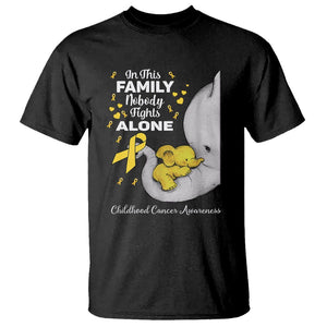 Childhood Cancer Awareness T Shirt In This Family Nobody Fights Alone Elephant TS02 Black Printyourwear