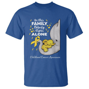 Childhood Cancer Awareness T Shirt In This Family Nobody Fights Alone Elephant TS02 Royal Blue Printyourwear