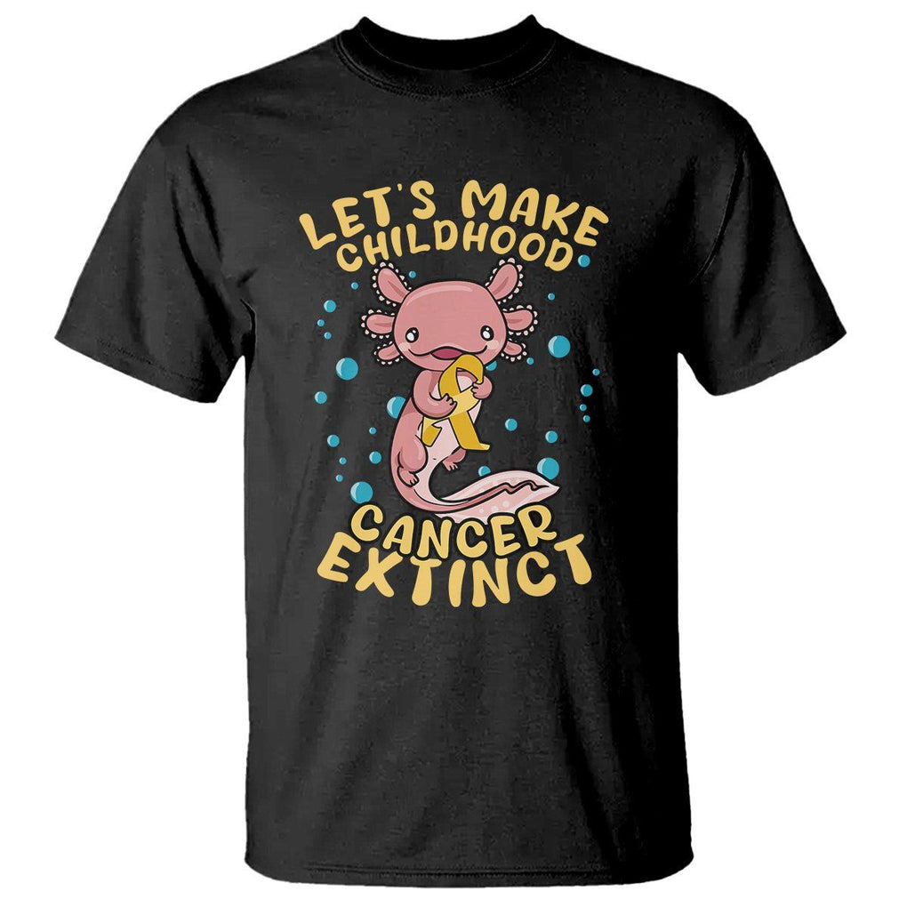 Childhood Cancer Awareness T Shirt Make Extinct Axolotl Pediatric Cancer TS02 Black Printyourwear