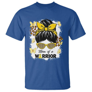 Childhood Cancer Awareness T Shirt Mom Of A Warrior Messy Bun Gold Ribbon Support Squad TS02 Royal Blue Printyourwear