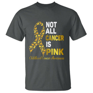 Childhood Cancer Awareness T Shirt Not All Cancer Is Pink Gold Ribbon Support TS02 Dark Heather Printyourwear