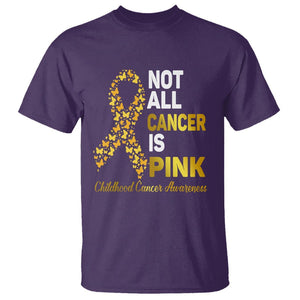 Childhood Cancer Awareness T Shirt Not All Cancer Is Pink Gold Ribbon Support TS02 Purple Printyourwear