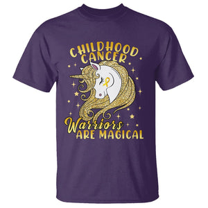 Childhood Cancer Awareness T Shirt Warriors Are Magical Unicorn Gold Ribbon TS02 Purple Printyourwear