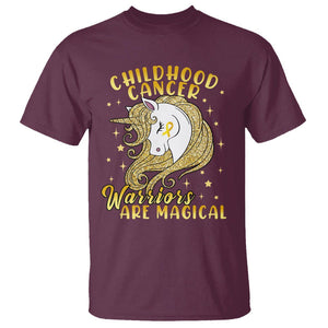 Childhood Cancer Awareness T Shirt Warriors Are Magical Unicorn Gold Ribbon TS02 Maroon Printyourwear