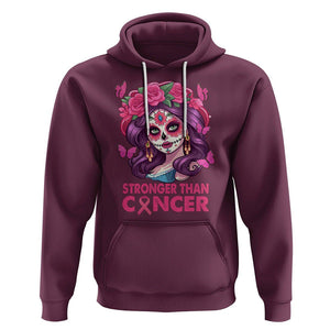 Chingona Breast Cancer Warrior Hoodie Mexican Pink Ribbon Stronger Than Breast Cancer TS02 Maroon Printyourwear